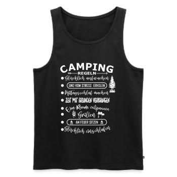 Real Camping Rules : Aventure en plein air - Débardeur bio Premium Homme - noir - Devant - Michal (187cm)