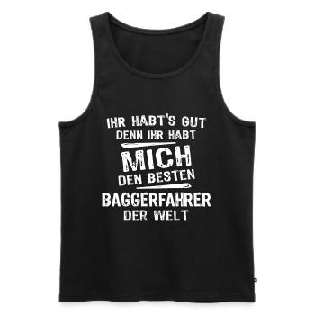 Opérateur d’excavatrice - Débardeur bio Premium Homme - noir - Devant - Michal (187cm)