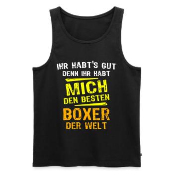 Boxer Geschenk - Männer Premium Bio Tank Top - Schwarz - Vorne - AI Model Male 178 light (178cm)