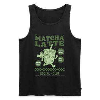 Matcha Latte Social Club Lustiger Grüner Matcha-Tee - Männer Premium Bio Tank Top - Schwarz - Vorne - AI Model Male 178 light (178cm)
