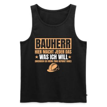 Builder Funny Gift House Construction Site - Men's Premium Organic Tank Top - black - Front - Michal (187cm)
