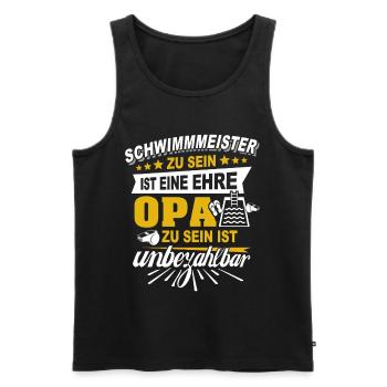 Maître de natation grand-père sauveteur - Débardeur bio Premium Homme - noir - Devant - AI Model Male 178 light (178cm)