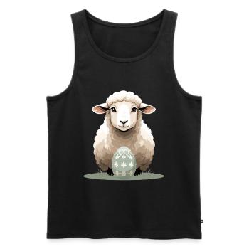 Cuddly lamb with Easter egg - Men's Premium Organic Tank Top - black - Front - AI Model Male 178 light (178cm)