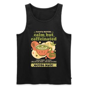 Calm But Caffeinated Fueled By Matcha Magic - Männer Premium Bio Tank Top - Schwarz - Vorne - AI Model Male 178 light (178cm)