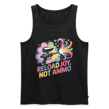 Paintball Fun T-Shirt Reload Joy Not Ammo - Männer Premium Bio Tank Top - Schwarz - Vorne - AI Model Male 178 light (178cm)