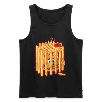 burger_pommes_gefaengnis - Männer Premium Bio Tank Top - Schwarz - Vorne - Michal (187cm)