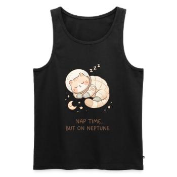 Nickerchen Neptun | Süße Space Katze - Männer Premium Bio Tank Top - Schwarz - Vorne - AI Model Male 178 light (178cm)