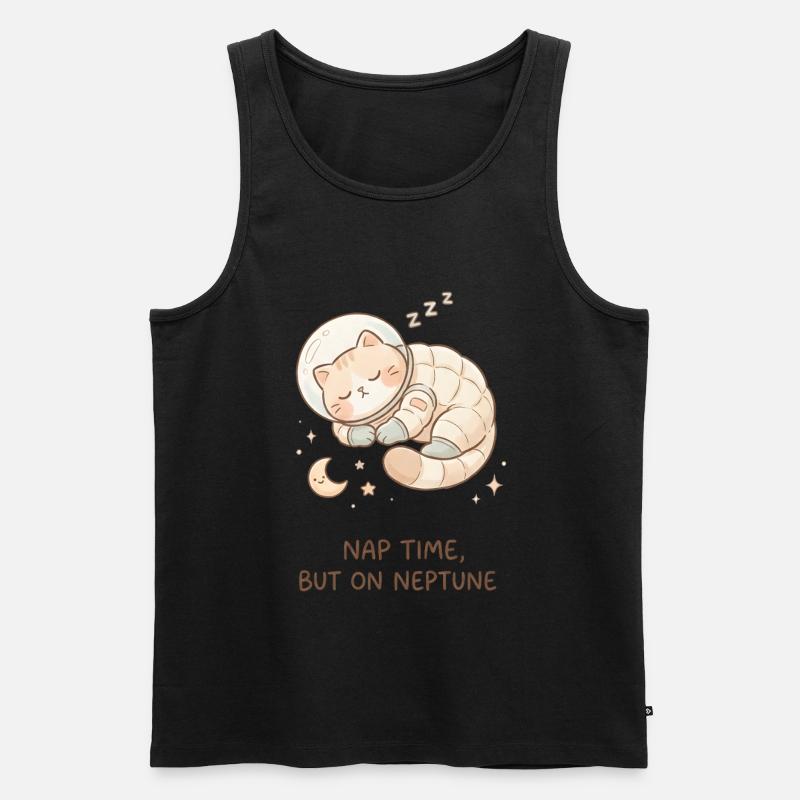 Nap Neptune | Chat de l’espace mignon - Débardeur bio Premium Homme - noir
