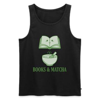 Books And Matcha Matcha Lover Green Tea Funny - Männer Premium Bio Tank Top - Schwarz - Vorne - AI Model Male 178 light (178cm)
