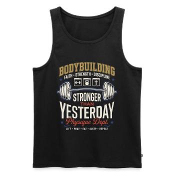 Bodybuilding Strength Faith Discipline - Men's Premium Organic Tank Top - black - Front - AI Model Male 178 light (178cm)