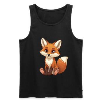 Kuschelfuchs Cartoon – Niedlicher Waldfreund - Männer Premium Bio Tank Top - Schwarz - Vorne - AI Model Male 178 light (178cm)