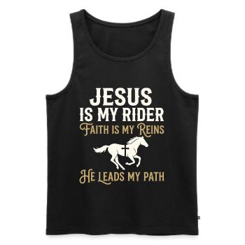 Jesus ist mein Reiter Glauben - Männer Premium Bio Tank Top - Schwarz - Vorne - AI Model Male 178 light (178cm)