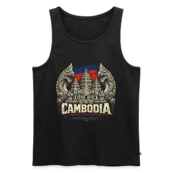 Cambodge Cambodge Cambodgiens - Débardeur bio Premium Homme - noir - Devant - AI Model Male 178 light (178cm)