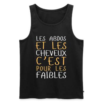 Abdos et cheveux, c’est pour les faibles - Débardeur bio Premium Homme - noir - Devant - Michal (187cm)