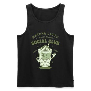 Matcha Latte Social Club Join Our Ceremony Green - Men's Premium Organic Tank Top - black - Front - Michal (187cm)