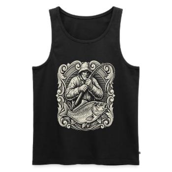 Vintage Angler Fisch Illustration - Männer Premium Bio Tank Top - Schwarz - Vorne - AI Model Male 178 light (178cm)