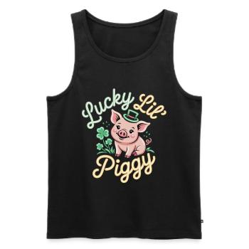 T-shirt Petit Cochon Chanceux – Saint-Patrick - Débardeur bio Premium Homme - noir - Devant - Michal (187cm)