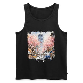 Osaka Watercolor, Osaka Japan - Men's Premium Organic Tank Top - black - Front - Michal (187cm)