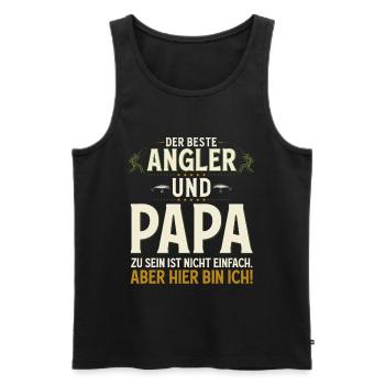 Pêcheur et papa : pas facile, me voilà en train de pêcher - Débardeur bio Premium Homme - noir - Devant - Michal (187cm)