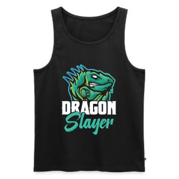 Équipement de chasse aux reptiles Chasseur de dragons Iguane lézard - Débardeur bio Premium Homme - noir - Devant - AI Model Male 178 light (178cm)