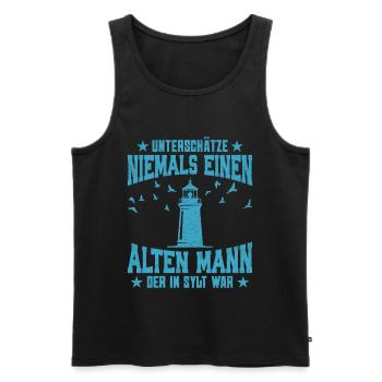 Nordsee Urlaub UNTERSCHÄTZ NIE EINEN ALTEN MANN - Männer Premium Bio Tank Top - Schwarz - Vorne - AI Model Male 178 light (178cm)