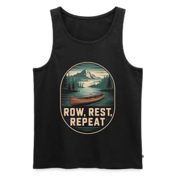 T-shirt des montagnes du lac à pagayer – Repos à la rame répété - Débardeur bio Premium Homme - noir - Devant - Michal (187cm)