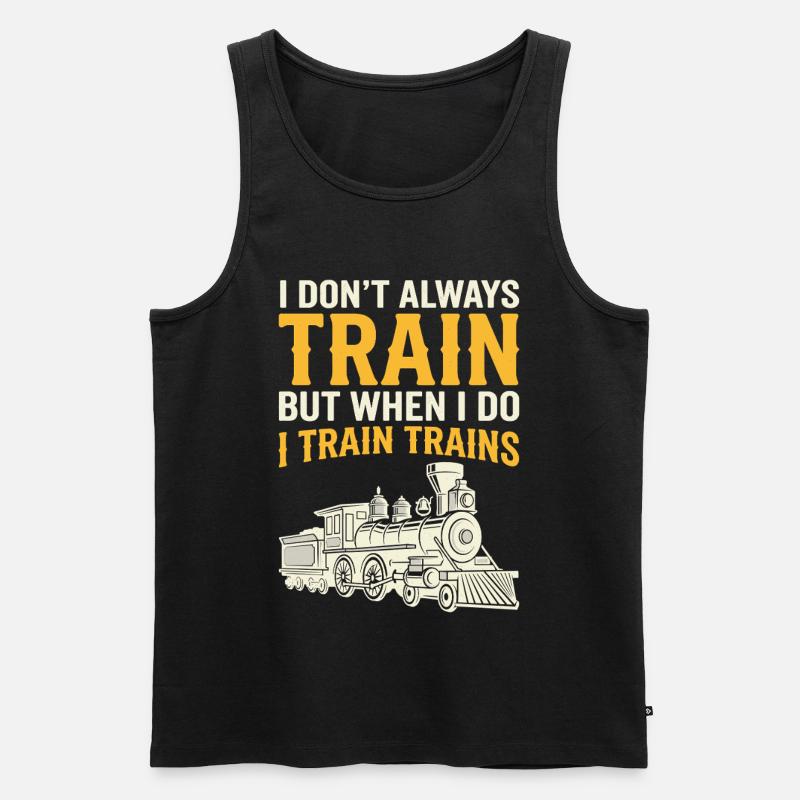 I Train Trains Dampflok Wortwitz - Männer Premium Bio Tank Top - Schwarz