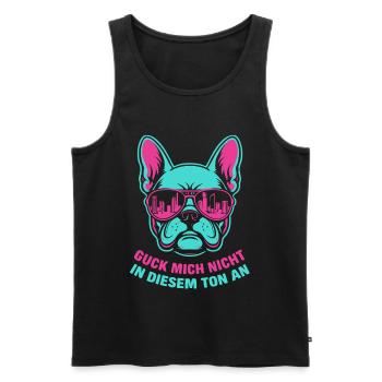 Ne me regarde pas sur ce ton, Bulldog - Débardeur bio Premium Homme - noir - Devant - Michal (187cm)