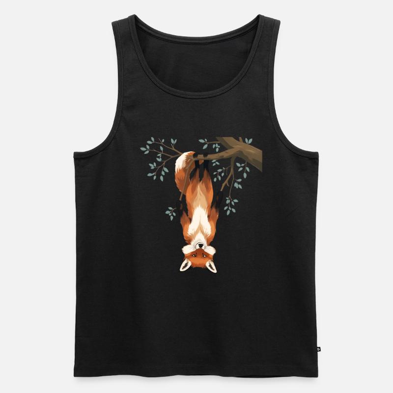 Fuchs hängt von Ast - Männer Premium Bio Tank Top - Schwarz