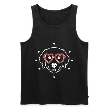 Süßer Hund mit Herzbrille Motiv - Männer Premium Bio Tank Top - Schwarz - Vorne - AI Model Male 178 light (178cm)