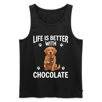 Life Is Better With Chocolate Hund Motiv - Männer Premium Bio Tank Top - Schwarz - Vorne - Michal (187cm)