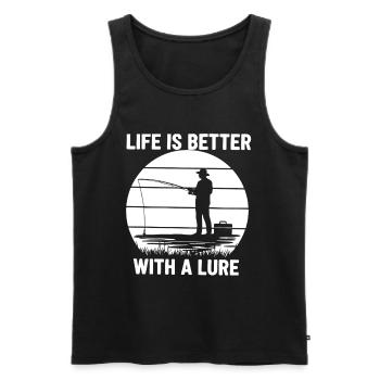 Angler Sonnenuntergang Life is Better With a Lure - Männer Premium Bio Tank Top - Schwarz - Vorne - Michal (187cm)