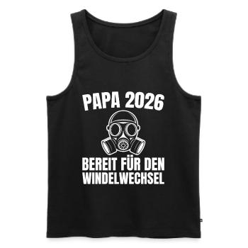 Papa 2026 Gasmaske Bereit für Windelwechsel - Männer Premium Bio Tank Top - Schwarz - Vorne - Michal (187cm)