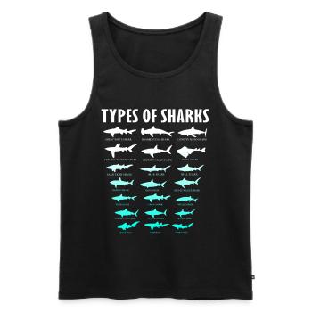 Types de requins Conception des requins d’océan | Chemise de requin - Débardeur bio Premium Homme - noir - Devant - AI Model Male 178 light (178cm)