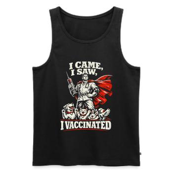 Tierarzt Tiermediziner I Came I Saw I Vaccinated - Männer Premium Bio Tank Top - Schwarz - Vorne - Michal (187cm)