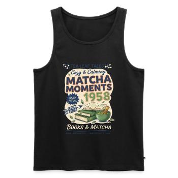 Moments douillets et apaisants de matcha Livres de 1958 et matcha - Débardeur bio Premium Homme - noir - Devant - Michal (187cm)