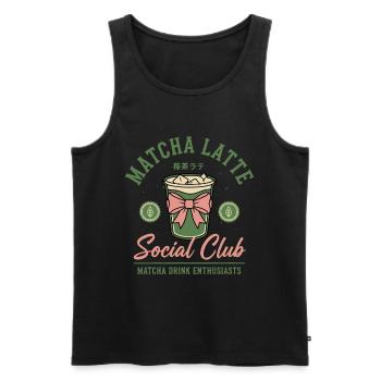 Matcha Latte Social Club Matcha Drink Enthusiasts - Men's Premium Organic Tank Top - black - Front - AI Model Male 178 light (178cm)