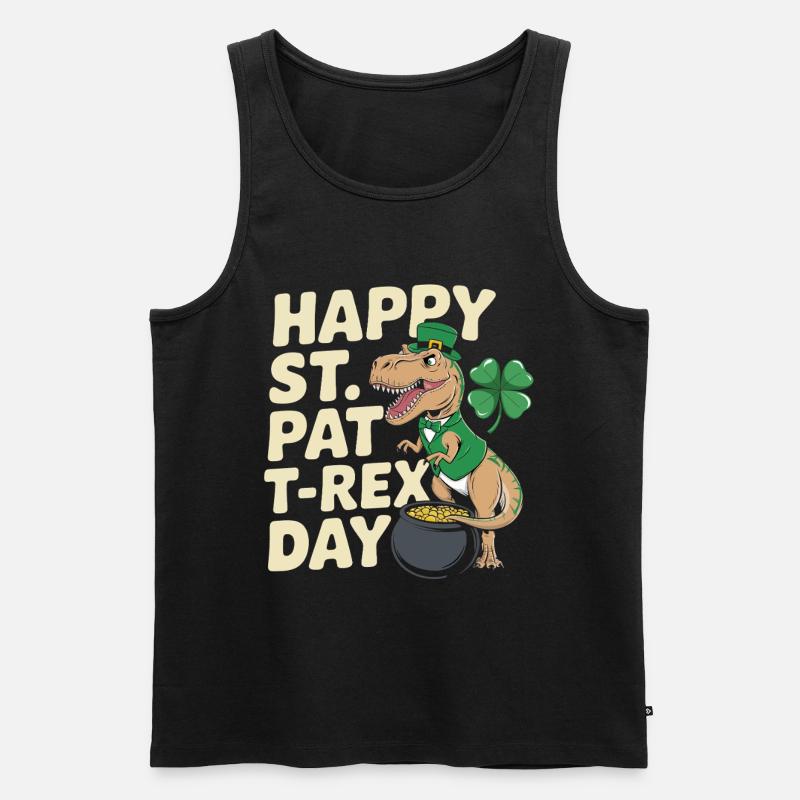 Dino Leprechaun St Patrick Day - Männer Premium Bio Tank Top - Schwarz