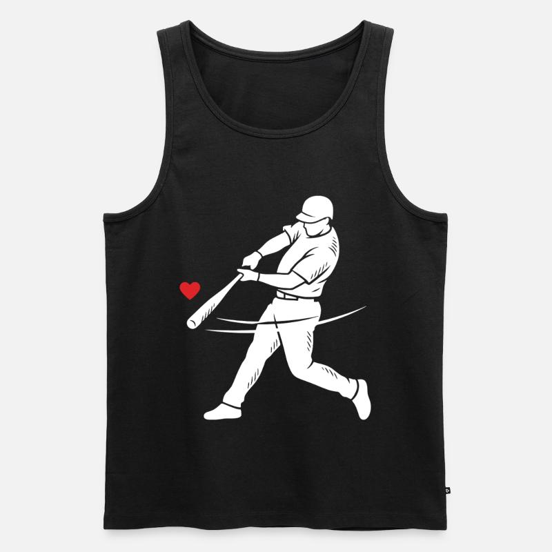 Baseball Schlagmann Silhouette Herz - Männer Premium Bio Tank Top - Schwarz