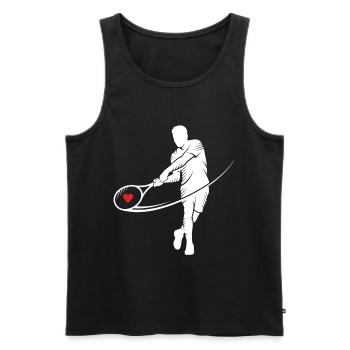 Tennis Silhouette Herz im Schläger Motiv - Männer Premium Bio Tank Top - Schwarz - Vorne - AI Model Male 178 light (178cm)