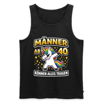 40th Birthday 40s 40th 40th Year Old Unicorn - Men's Premium Organic Tank Top - black - Front - Michal (187cm)