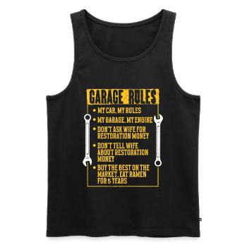 Car Restoration Garage Rules - Men's Premium Organic Tank Top - black - Front - Michal (187cm)