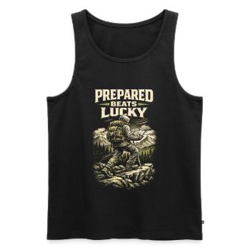 Prepper Survivalist Prepared Beats Lucky - Men's Premium Organic Tank Top - black - Front - AI Model Male 178 light (178cm)