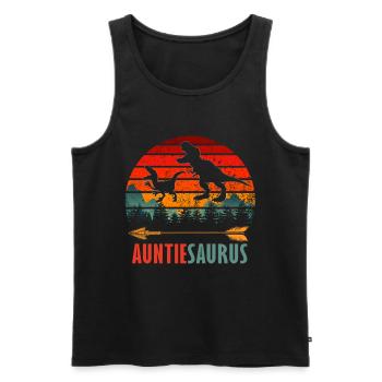 Auntiesaurus Dinosaur Aunt Retro Sunset - Men's Premium Organic Tank Top - black - Front - AI Model Male 178 light (178cm)