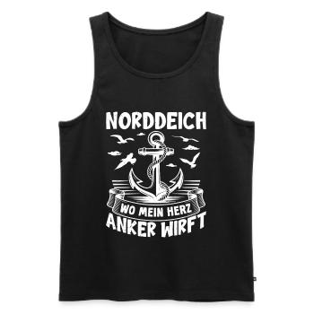 NORDDEICH WO MEIN HERZ ANKER WIRFT Lustiges - Männer Premium Bio Tank Top - Schwarz - Vorne - AI Model Male 178 light (178cm)
