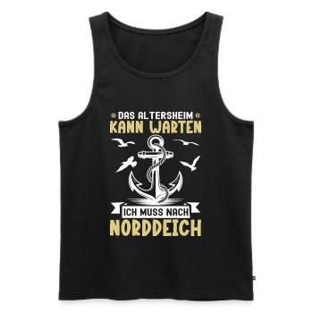 Opa ALTERSHEIM KANN WARTEN MUSS NACH NORDDEICH - Männer Premium Bio Tank Top - Schwarz - Vorne - AI Model Male 178 light (178cm)