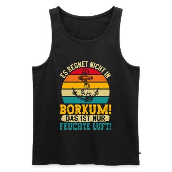 Borkumer Insel ES REGNET NICHT IN BORKUM Lustiges - Männer Premium Bio Tank Top - Schwarz - Vorne - AI Model Male 178 light (178cm)