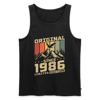 Cadeau d’anniversaire vintage original de 1986 - Débardeur bio Premium Homme - noir - Devant - Michal (187cm)