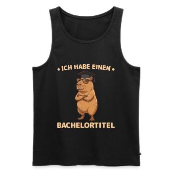 Bachelor 2026 Capybara Saying for University Graduation - Men's Premium Organic Tank Top - black - Front - AI Model Male 178 light (178cm)