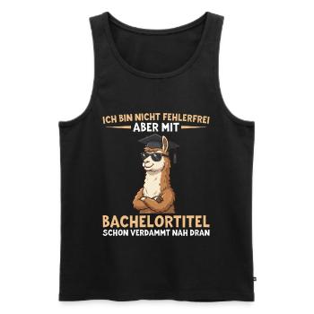 Bachelor Lama mit Doktorhut Bachelortitel - Männer Premium Bio Tank Top - Schwarz - Vorne - AI Model Male 178 light (178cm)